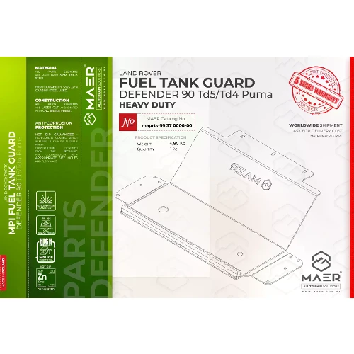 maprts-99 37 0000-00 MAER Defender 90 Td5/Td4 Puma FUEL TANK GUARD (HEAVY DUTY)