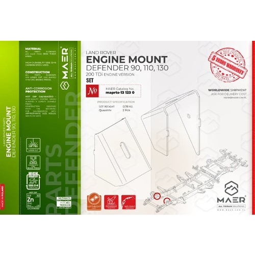 maprts-131230 MAER 200 Tdi Engine Mount for Defender 90 / 110 / 130