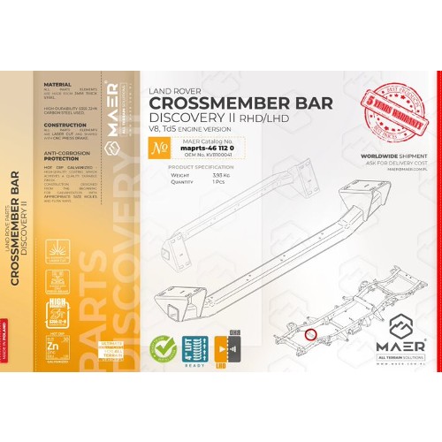 maprts-461120 MAER Discovery 2 RHD/LHD Td5 / V8 Crossmember Bar
