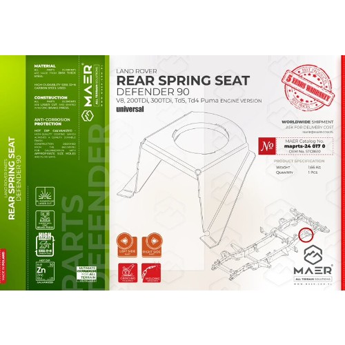 maprts-240170 MAER Rear Spring Seat for Defender 90 2/300 Tdi / Td5 / Tdci Puma