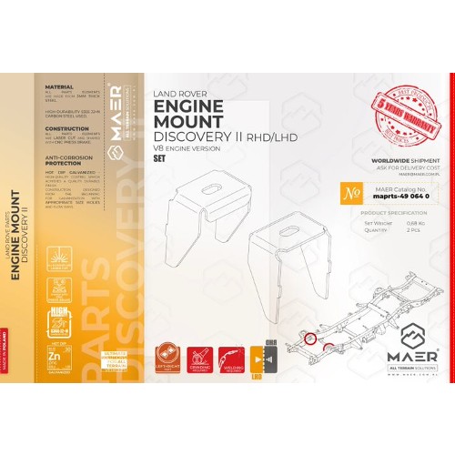 maprts-490640 MAER Discovery 2 RHD/LHD Td5 / V8 Engine Mount