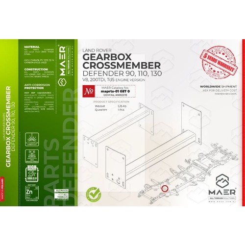 maprts-010570 MAER Defender 90 / 110 / 130 / V8 / 200 Tdi / Td5 Gearbox Crossmember