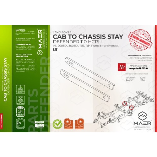 maprts-110300 MAER Cab To Chassis Stay for Defender 110 HCPU 2/300 Tdi V8 / Td5 / Tdci Puma