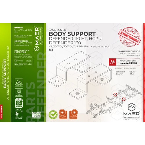 maprts-110120 MAER Body Support for Defender 110 / HT / HCPU / 130 2/300 Tdi V8 / Td5 / Tdci Puma