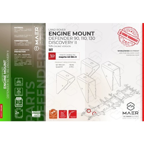 maprts-460640 MAER Td5 Engine Mount for Defender 90 / 110 / 130 / Discovery II